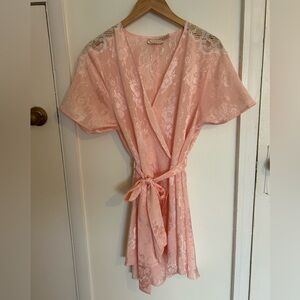 Vintage Victoria's Secret Blush Lace Robe